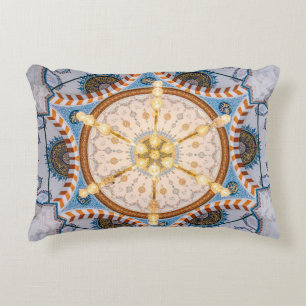 Yellow, blue, and yellow ceiling design decorative cushion
