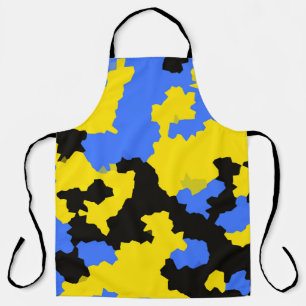 Yellow Blue Black Abstract Design Apron