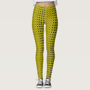 Yellow, blue, black flowers leggings