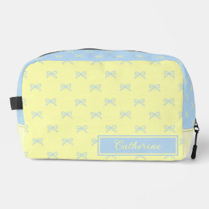 Yellow & Blue Bow Pattern Coquette Cosmetic  Dopp Kit