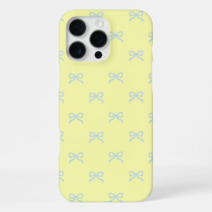 Yellow Blue Bow Pattern Coquette Girly Spring iPhone 16 Pro Max Case