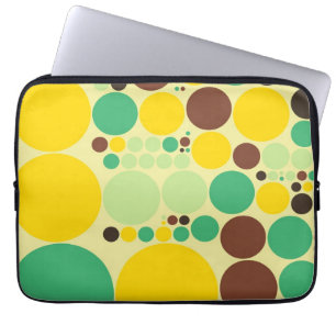 Yellow, Blue, Brown Polka Dots Pattern Laptop Sleeve