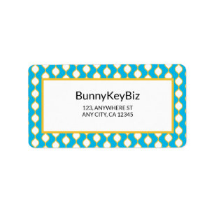 Yellow Blue Bubble Wavy Stripes Company Address Label