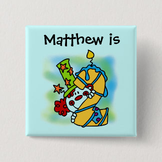 Yellow/Blue Candle Clown 2nd Birthday Button