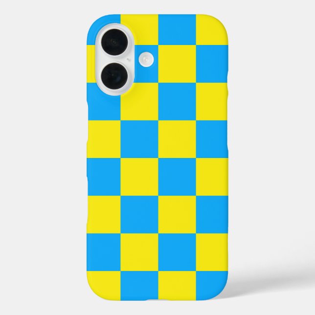 Yellow Blue Chequered Check Pattern Case-Mate iPhone Case (Back)