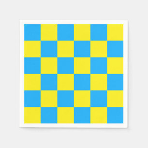Yellow Blue Chequered Check Pattern Napkin