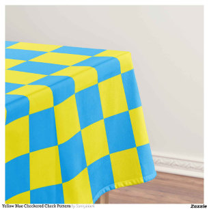 Yellow Blue Chequered Check Pattern Tablecloth