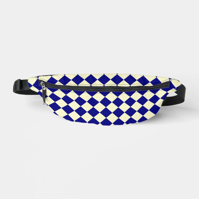 Yellow Blue Chequered Diamond Pattern Bum Bags (Front)