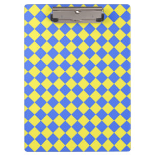 Yellow Blue Chequered Diamond Pattern Clipboard