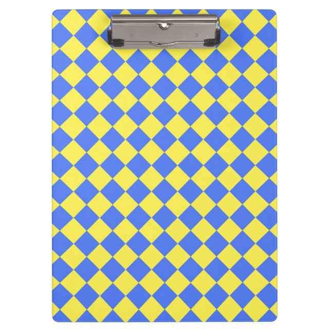 Yellow Blue Chequered Diamond Pattern  Clipboard (Front)