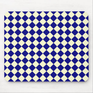 Yellow Blue Chequered Diamond Pattern Mouse Pad
