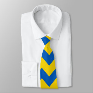 Yellow Blue Chevron Pattern Tie
