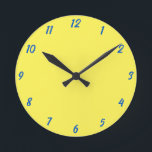 Yellow Blue Classy Elegant Custom Colour Cute Gift Round Clock<br><div class="desc">Printed in classy yellow and blue custom colour background! You may change colours as you wish!</div>