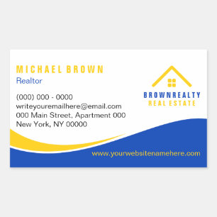 Yellow Blue Classy Roof and Window Rent Home Rectangular Sticker
