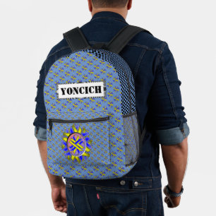 Yellow-Blue Clover Ribbon by Kenneth Yoncich Printed Backpack