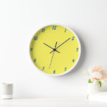 Yellow Blue Colourful Bright Custom Colour Cute Gi Clock<br><div class="desc">Printed in classy yellow and blue custom colour background! You may change colours as you wish!</div>
