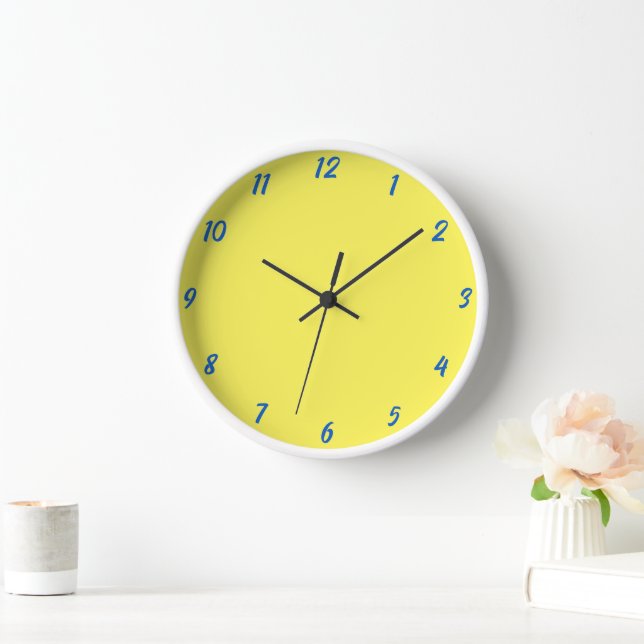 Yellow Blue Colourful Bright Custom Colour Cute Gi Clock (Home)