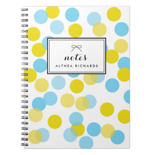 Yellow & Blue Confetti Dots Pattern Personalised Spiral Notebook