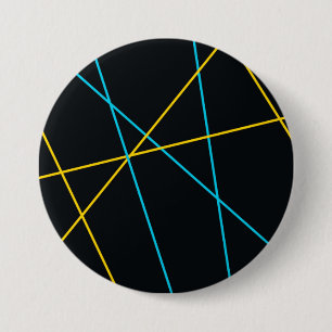 Yellow, Blue, cool, trendy, urban, modern lines 7.5 Cm Round Badge