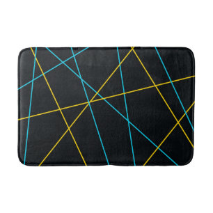 Yellow, Blue, cool, trendy, urban, modern lines Bath Mat