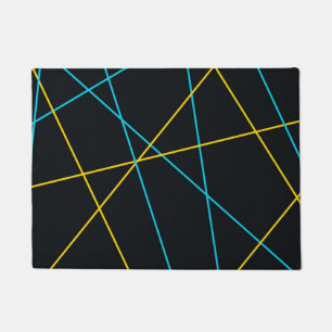 Yellow, Blue, cool, trendy, urban, modern lines Doormat