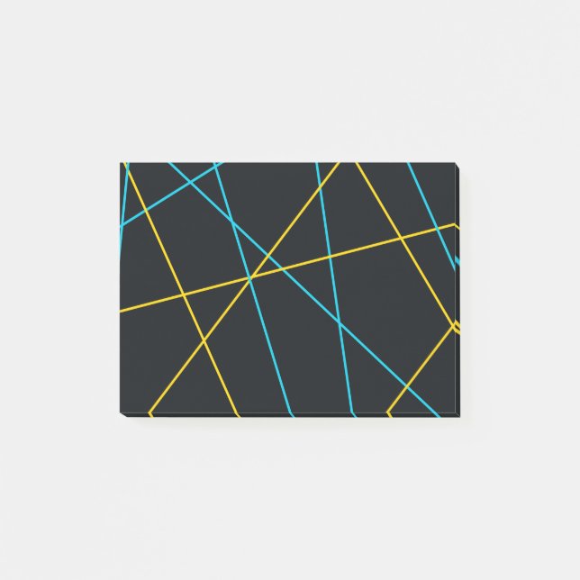 Yellow, Blue, cool, trendy, urban, modern lines Post-it Notes (Front)
