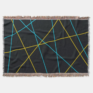 Yellow, Blue, cool, trendy, urban, modern lines Throw Blanket