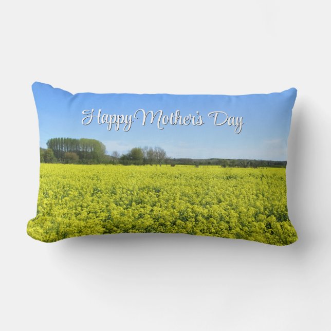 Yellow & Blue Country Bliss - Custom Mother's Day Lumbar Cushion (Front)