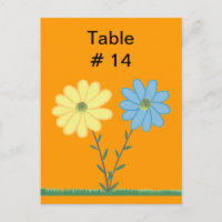 Yellow & Blue Daisy Flowers Table Number Postcards