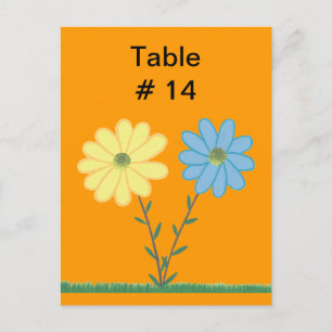Yellow & Blue Daisy Flowers Table Number Postcards