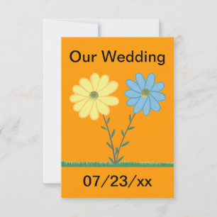 Yellow & Blue Daisy Flowers Wedding Invitations