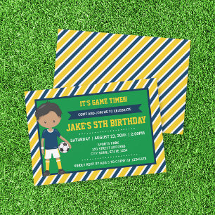 Yellow Blue Dark Football Birthday Invitation