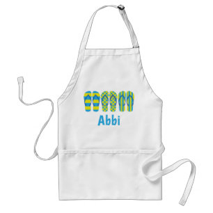 Yellow & Blue Flip Flops Personalised Apron