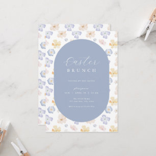 Yellow Blue Flower Easter Brunch Invitation