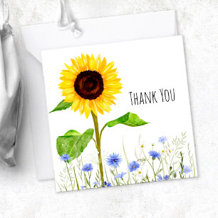 Yellow & Blue Flower Meadow Personalised Thank You Card