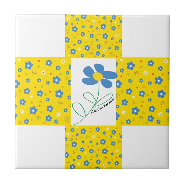 Yellow & Blue Flower  Tile (Front)