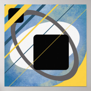 Yellow Blue Geometric Canvas Design AP0011 Poster