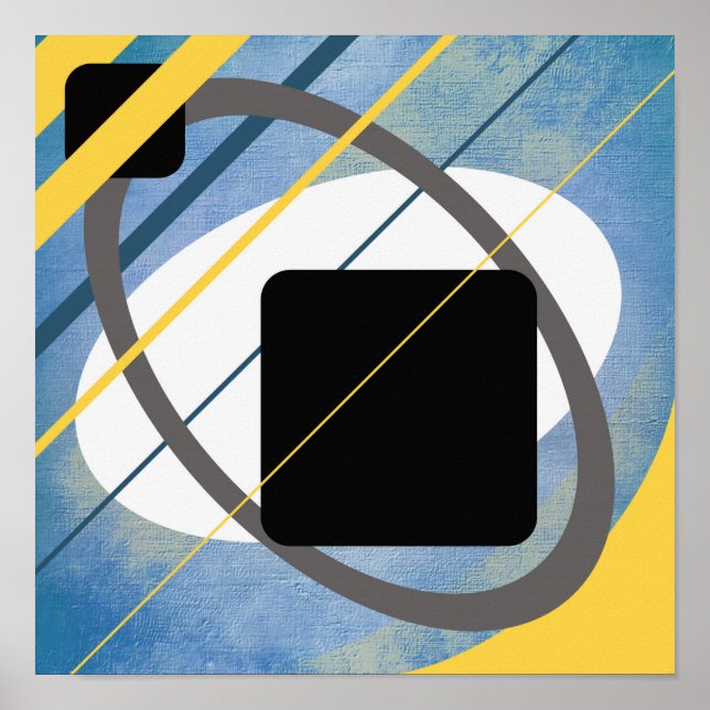Yellow Blue Geometric Canvas Design AP0011 Poster (Front)