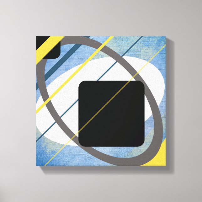 Yellow & Blue Geometric Design Wrapped Canvas (Front)