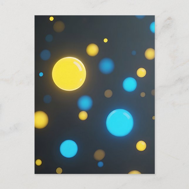Yellow Blue Glowing Orbs Postcard (Front)