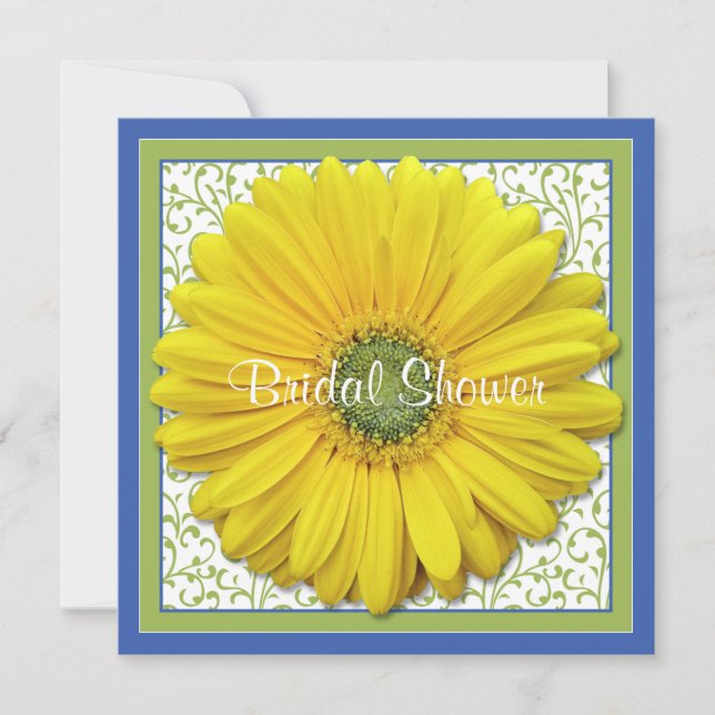 Yellow Blue Green Daisy Bridal Shower Invitation (Front)