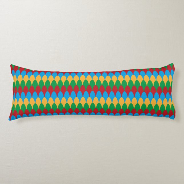 Yellow Blue Green & Red Geometric Scallops Body Cushion (Front)