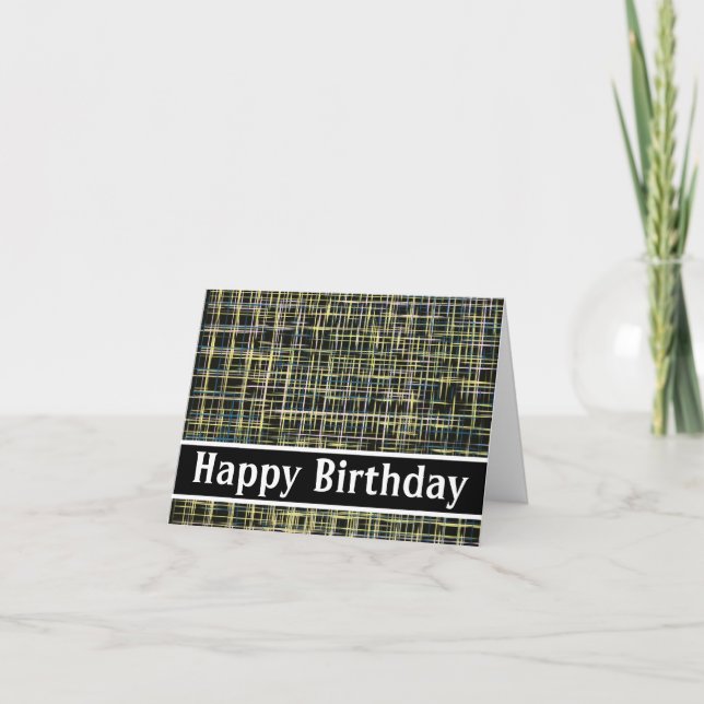 Yellow & Blue Grid Abstract Card (Front)