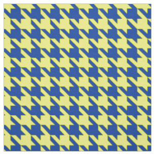 Yellow Blue Houndstooth Plaid Check Fabric