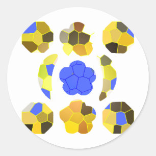 Yellow Blue Illustration Fancy shapes Classic Round Sticker