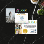 Yellow Blue Logo Photos Promo Small Business Flyer<br><div class="desc">Blue and yellow marketing flyers for your small business personalised with your logo, photos, QR code, and custom text. Personalised promo flyers for your small business, perhaps photography, landscaping, beauty, wellness, and more. Add photos, address, social media, phone number and any information your future clients and customers might need. Generic...</div>