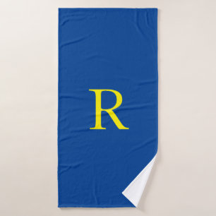 Yellow Blue Monogram Initial Colourful Bright Cute Bath Towel