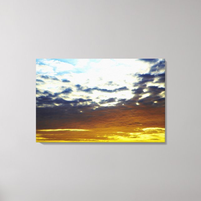 Yellow Blue Moody Sunset with Clouds Canvas Print (Front)
