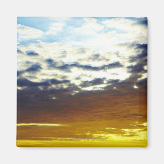 Yellow Blue Moody Sunset with Clouds Magnet (Front)
