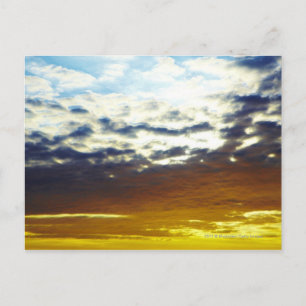 Yellow Blue Moody Sunset with Clouds Postcard
